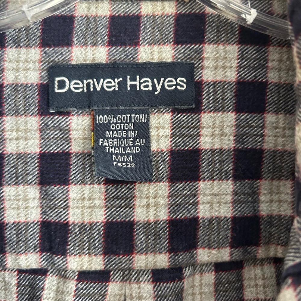 Denver Hayes Navy and White Plaid Flannel Shirt Medium - Picture 7 of 14